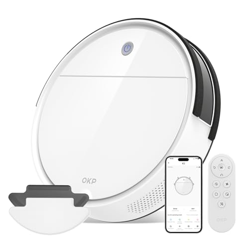 OKP K5B Robot Aspirapolvere e Mocio Ultra Sottile 7.7 cm, 2500Pa, Wi-Fi/App/Alexa, Adatto per...