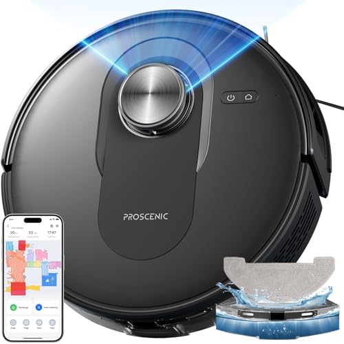 Proscenic Q8 Update Robot Aspirapolvere Lavapavimenti con Mappatura, Robot Pavimenti 6000Pa 200min,...